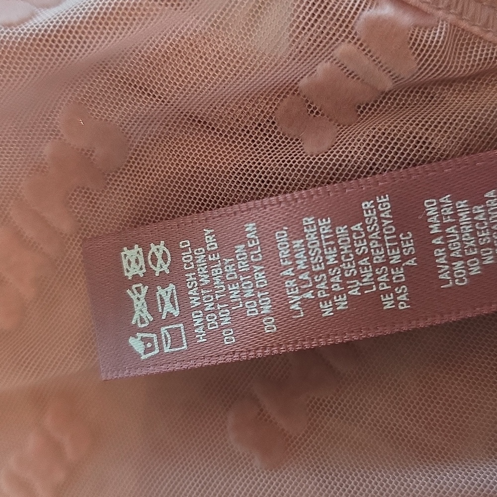 SKIMS After Hours Bra Top Long Sleeve Flocked Logo Mesh  ROSE CLAY 3X - Picture 10 of 13